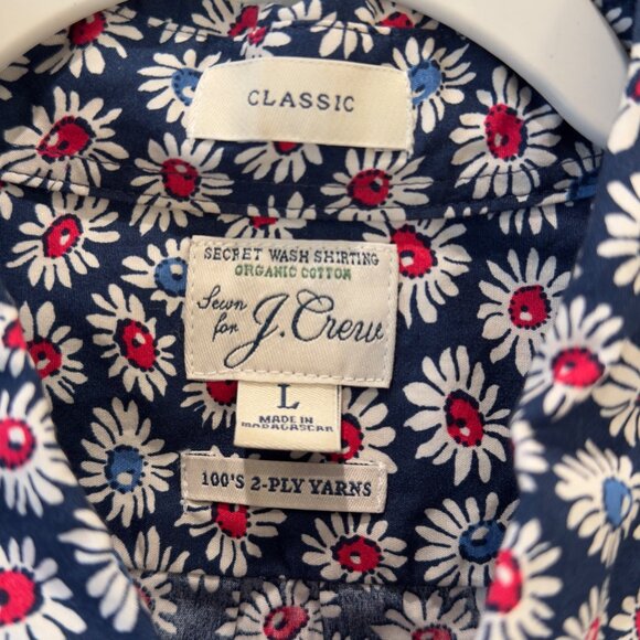 J Crew Men’s Classic Organic Cotton Button Down Preppy Floral Shirt Large - Picture 3 of 12